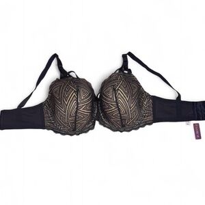 Adore Me Black and Gold Patterned Bra